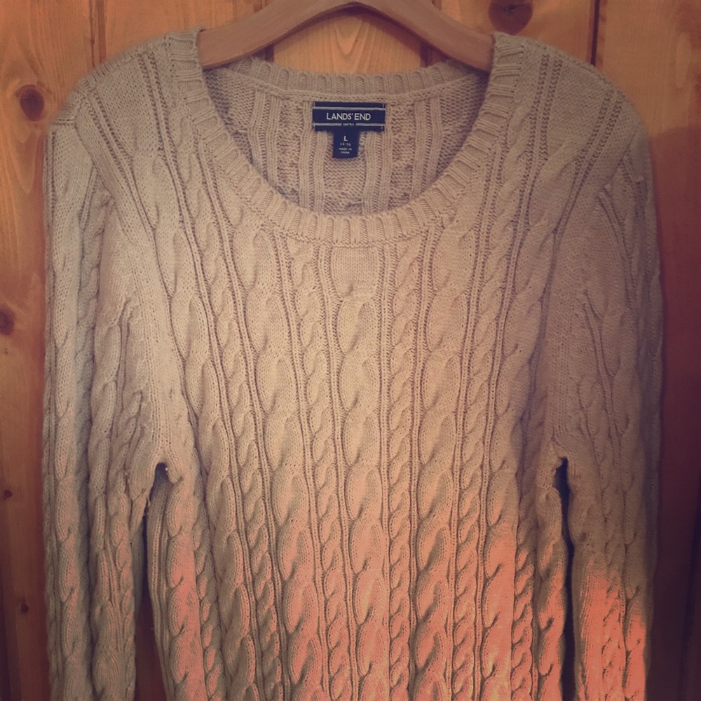 Lands End cable-knit crew sweater